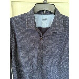 Izod Saltwater Men’s XL Navy w/White Dots Slim Fit Long Sleeve Relaxed Fit Shirt
